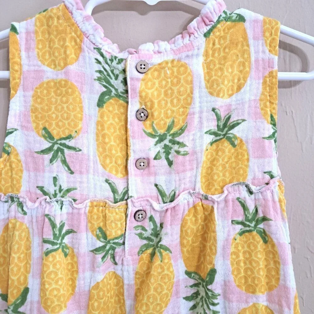 Mud Pie Girl's 4T Sleeveless Pineapple Print Multicolor Ruffles Dress